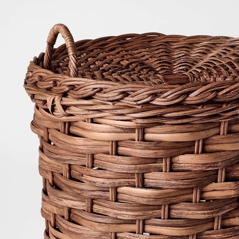 Round Chunky Straight Rattan Basket Dark Brown - Threshold Studio McGee, Target - Picture 3 of 8